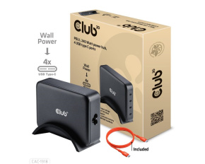 Club3D cestovní nabíječka 240W GaN technologie, 4xUSB-C, PPS + PD 3.1 Support