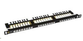 Solarix Patch panel 24xRJ45 CAT6 UTP s vyvazovací lištou černý 0,5U SX24HD-6-UTP-BK