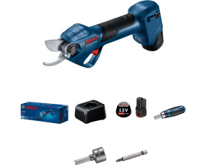 BOSCH Pro Pruner, akumulátorové zahradní nůžky, 25 mm, 12,0 V, rychlonabíječka