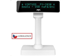 Virtuos VFD zákaznický displej Virtuos FV-2030W 2x20 9mm, USB, bílý