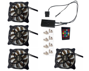 EUROCASE ventilátor RGB 120mm (spot Led), set 4ks + controller