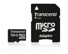 TRANSCEND MicroSDHC karta 8GB Class 10 + adaptér