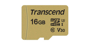 TRANSCEND MicroSDHC karta 16GB 500S, UHS-I U3 V30 + adaptér