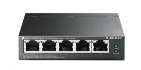 TP-Link switch TL-SG1005LP (5xGbE, 4xPoE+, 40W, fanless)