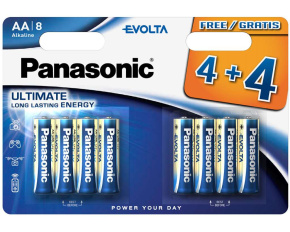 PANASONIC Alkalické baterie Evolta Platinum LR6EGE/8BW 4+4F AA 1,5V (Blistr 8ks)