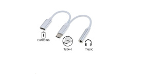 PremiumCord Převodník USB-C na audio konektor jack 3,5mm female + USB typ C konektor pro nabíjení