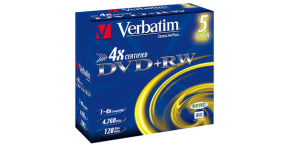 VERBATIM DVD+RW(5-Pack)Jewel/4x/DLP/4.7GB