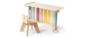 Dřevěná montessori houpačka 100 cm 6v1 max s prknem a židlí - set pastel