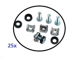 Montážní sada M6 do rozvaděčů - 25ks (100x šroubek + 100x matka + 100x podložka), délka šroubu 20mm