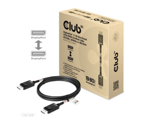 Club3D Kabel DisplayPort 2.1 na DisplayPort 2.1 VESA DP80, 4K240Hz/8K60Hz/10K30Hz HDR (M/M), 1.2m, černá