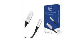 3mk adaptér USB-C/Jack 3,5mm (samice) 0,15m, černo-stříbrná