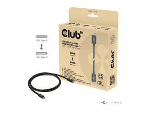 Club3D Kabel USB4 v2 Typ-C, 80Gbps, Certifikovaný kabel, 4K540Hz, 8K240Hz, 16K60Hz, PD 240W, 1,2m