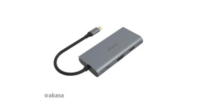 AKASA adaptér USB Type-C 9-in-1 Dock (PD Type-C, HDMI, VGA, 3 x USB 3.0 Type-A, RJ45, SD and Micro SD Card Reader)