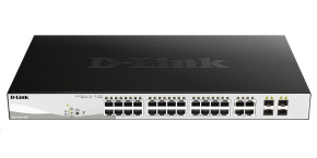 D-Link DGS-1210-28P 28-port Gigabit Smart+ PoE Switch, 24x GbE PoE+, 4x RJ45/SFP, PoE 193W