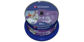 VERBATIM DVD+R(50-pack)DoubleLayer/Spindle/8X/8.5GB/Printable/NoID