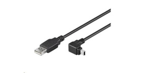 PREMIUMCORD Kabel USB 2.0 A-Mini B (5pin) propojovací, úhlový 1,8m