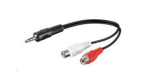 PREMIUMCORD Kabel audio 3,5mm Jack - 2x Cinch 20cm (M/F, stereo)