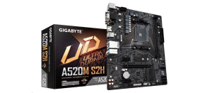 GIGABYTE MB Sc AM4 A520M S2H, AMD A520, 2xDDR4, 1xHDMI, 1xDVI, 1xVGA, mATX