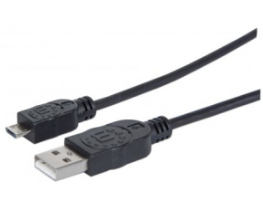 MANHATTAN Kabel propojovací USB 2.0  A Male / Micro-B Male, 1.8m, černý