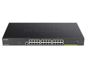 D-Link DGS-1250-28XMP 28-port Gigabit Smart PoE Switch, 24x GbE PoE+, 4x SFP+, PoE 370W