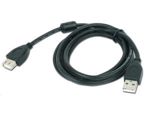 GEMBIRD Kabel USB 2.0 A-A prodlužovací 1,8m Premium (černý, ferit, zlacené kontakty)