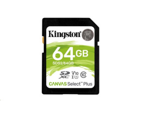 Kingston SDXC karta 64GB SecureDigital Canvas Select Plus (SDXC) 100R Class 10 UHS-I