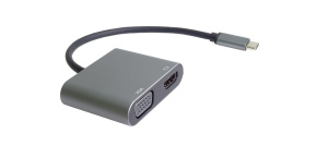 PremiumCord MST adaptér USB-C na HDMI + VGA, rozlišení 4K a FULL HD 1080p