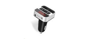 CONNECT IT InCarz Bezdrátový FM transmitter, 2xUSB+3.5mm AUX, stříbná