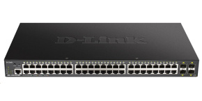 D-Link DGS-1250-52XMP 52-Port Gigabit Smart PoE Switch, 48x GbE PoE+, 4x SFP+, PoE 370W