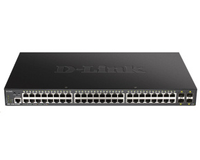 D-Link DGS-1250-52XMP 52-Port Gigabit Smart PoE Switch, 48x GbE PoE+, 4x SFP+, PoE 370W