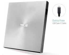 ASUS DVD ZenDrive SDRW-08U9M-U SILVER, External Slim DVD-RW, USB Type-C/Type-A, M-DISC