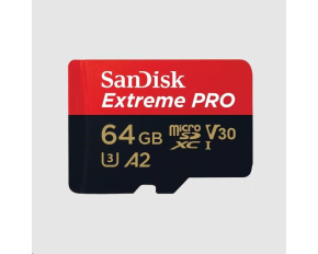 SanDisk micro SDXC karta 64GB Extreme PRO (200 MB/s Class 10, UHS-I U3 V30) + adaptér