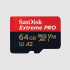 SanDisk micro SDXC karta 64GB Extreme PRO (200 MB/s Class 10, UHS-I U3 V30) + adaptér