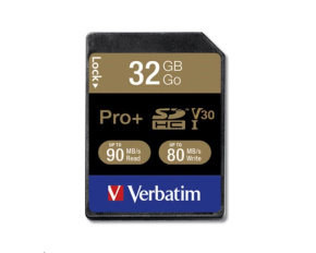 VERBATIM SDHC karta 32GB PRO+ Class 10, UHS-1 (R:90/W:80 MB/s)