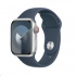 APPLE Watch Series 9 GPS + Cellular 41mm Silver Aluminium Case with Storm Blue Sport Band - M/L