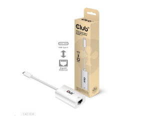 Club3D Adaptér aktivní USB 3.2 typ C na LAN (Gigabit Ethernet - 1Gb), 20cm