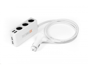 Technaxx nabíječka do auta, 4x USB port (2x 1A, 2x 2,4A), 3x zásuvka 12 V