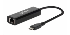 Manhattan adaptér USB-C na 2.5GBASE-T Ethernet, USB 3.2 Gen 1; 10/100/1000 Mbps & 2.5 Gbps, černá