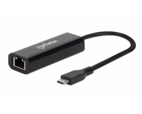 Manhattan adaptér USB-C na 2.5GBASE-T Ethernet, USB 3.2 Gen 1; 10/100/1000 Mbps & 2.5 Gbps, černá