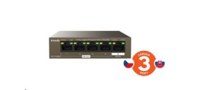 Tenda TEG1105PD - 5-port PoE PD Gigabit Ethernet Switch, 1x PoE IN, 4x PoE OUT, Kov, Fanless