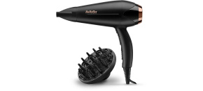 BaByliss D570DE fén na vlasy, 2200 W, ionizace, 2 rychlosti, 3 teploty, difuzér, tvarovací kartáč, černá