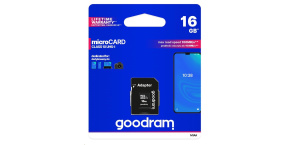 GOODRAM MicroSDHC karta 16GB M1AA, UHS-I Class 10, U1 + adaptér