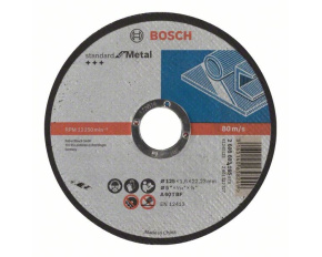 BOSCH dělicí kotouč rovný Standard for Metal, A 60 T BF, 125 mm, 22,23 mm, 1,6 mm