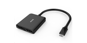 PREMIUMCORD MST Adaptér USB3.1 typ-C - 2x DisplayPort, rozšíření+zrcadlení+2 obrazy, 4K*2K@30Hz