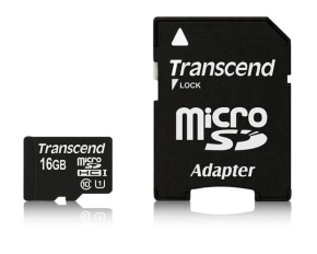 TRANSCEND MicroSDHC karta 16GB Premium, Class 10 UHS-I 300x + adaptér