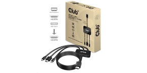 Club3D adaptér aktivní USB Type-C + Mini DP 1.2 + HDMI na HDMI 4K60Hz HDR, M/M, 32AWG