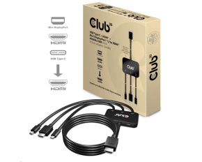 Club3D adaptér aktivní USB Type-C + Mini DP 1.2 + HDMI na HDMI 4K60Hz HDR, M/M, 32AWG