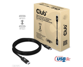 Club3D kabel USB4 Gen2x2 Typ-C, Oboustranný USB-IF Certifikovaný data kabel, Data 20Gbps, PD 240W(48V/5A) EPR M/M 2m