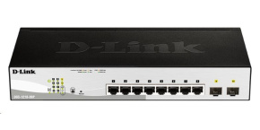 D-Link DGS-1210-08P 10-port Gigabit Smart PoE Switch, 8x GbE PoE+, 2x SFP, PoE 65W, fanless