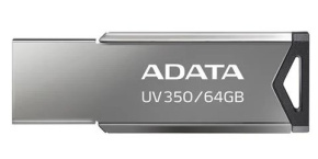 ADATA Flash Disk 64GB UV350, USB 3.2 Dash Drive, tmavě stříbrná textura kov